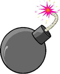 Alors faisons sauter la mine ! Image animée de bombe avec mèche multicolore.