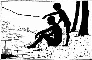 illustration par couple d'humains au bord de l'eau