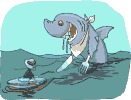 illustration par requin prêt à manger naufragé