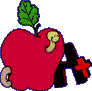 illustration par ver sortant d'une pomme rouge