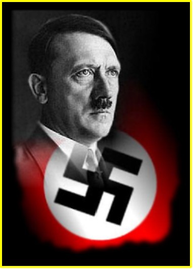 montage image de Hitler sur emblème du parti nazi, la svastika