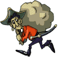 illustration par pirate s'enfuyant avec son butin