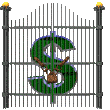 illustration avec portail cadenass par symbole vert de dollar