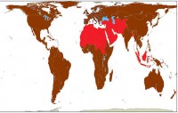 zones d'expansion de l'Islam en rouge sur la planisphre