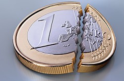 illustration avec pièce d'un euro, fragmentée