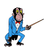 illustration par singe déguisé en chef d'orchestre.