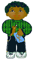 illustration avec enfant en pull vert, tenant image