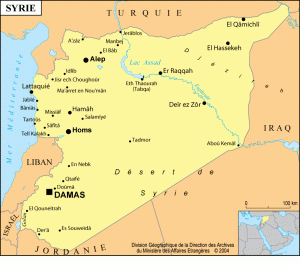 Carte de la Syrie, soulignée en blanc