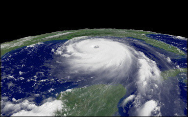 photo satellite du cyclone Katrina, dévastateur en Louisianne