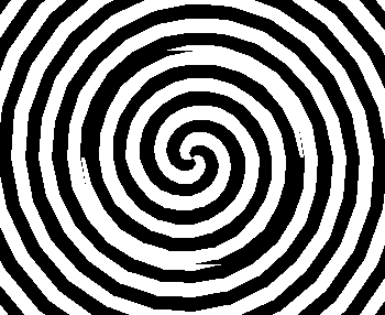 illustration avec spirale animée, circonvolutions noires et blanches