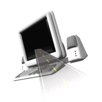 illustration par route plongeant dans écran d'ordinateur