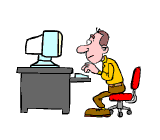 illustration avec employé très concentré derrière poste informatique