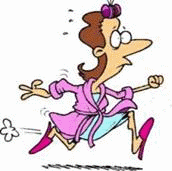 illustration par femme fuyant en robe de chambre rose