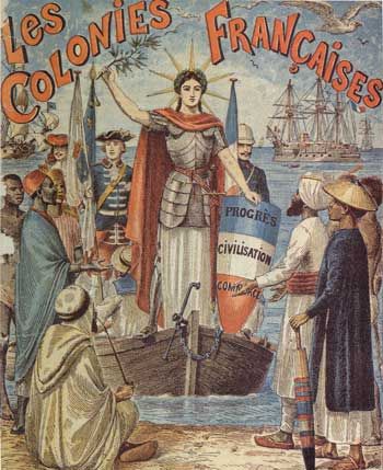 reproduction d'affiche ancienne vantant les mrites de la colonisation par la France.