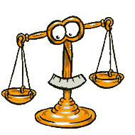 image anime d'une balance oscillante : allgorie de la Justice.