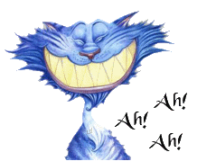 Image animée de chat bleu, hilare.