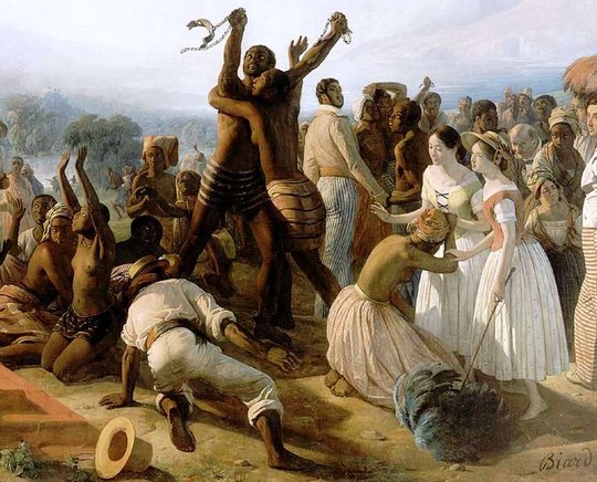 Oeuvre de peinture par Biard en 1849, célébrant l'abolition de l'esclavage.