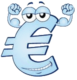 Image animée du symbole euro faisant le fort et brave.