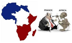 Image de cartes superposes de France et Afrique avec pauvre nourrissant riche.