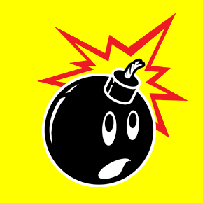 Image animée de bombe clignotant rouge-jaune.