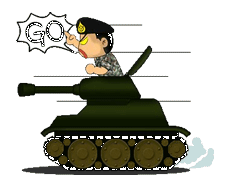 Image animée de soldat dans tank hurlant Go !