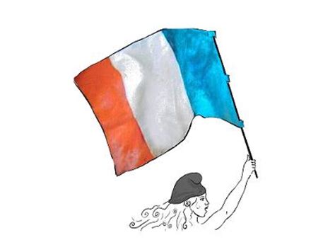 Image de Marianne symbolisant Rpublique de France, brandissant drapeau tricolore.