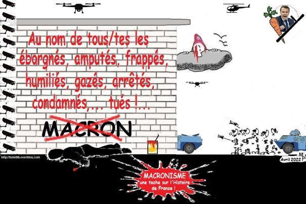 Image satirique des moyens de répression policière en France.