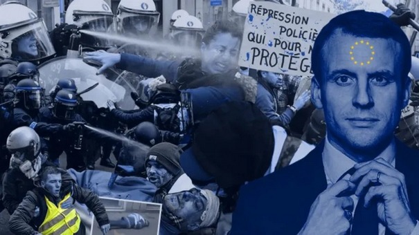 Image composée de la répression des mouvement sociaux sous l'égide de E. Macron.
