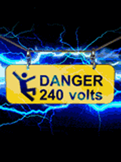 Image animée de panneau signalant danger d'électrocution.