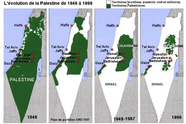 Carte du dcoupage de la Palestine de 1946  1999.