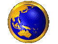 globe terrestre tournant avec continents jaunes