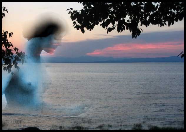 Image compose par Odette BEAUDRY, figurant une allgorie : la Dame du fleuve Saint-Laurent.